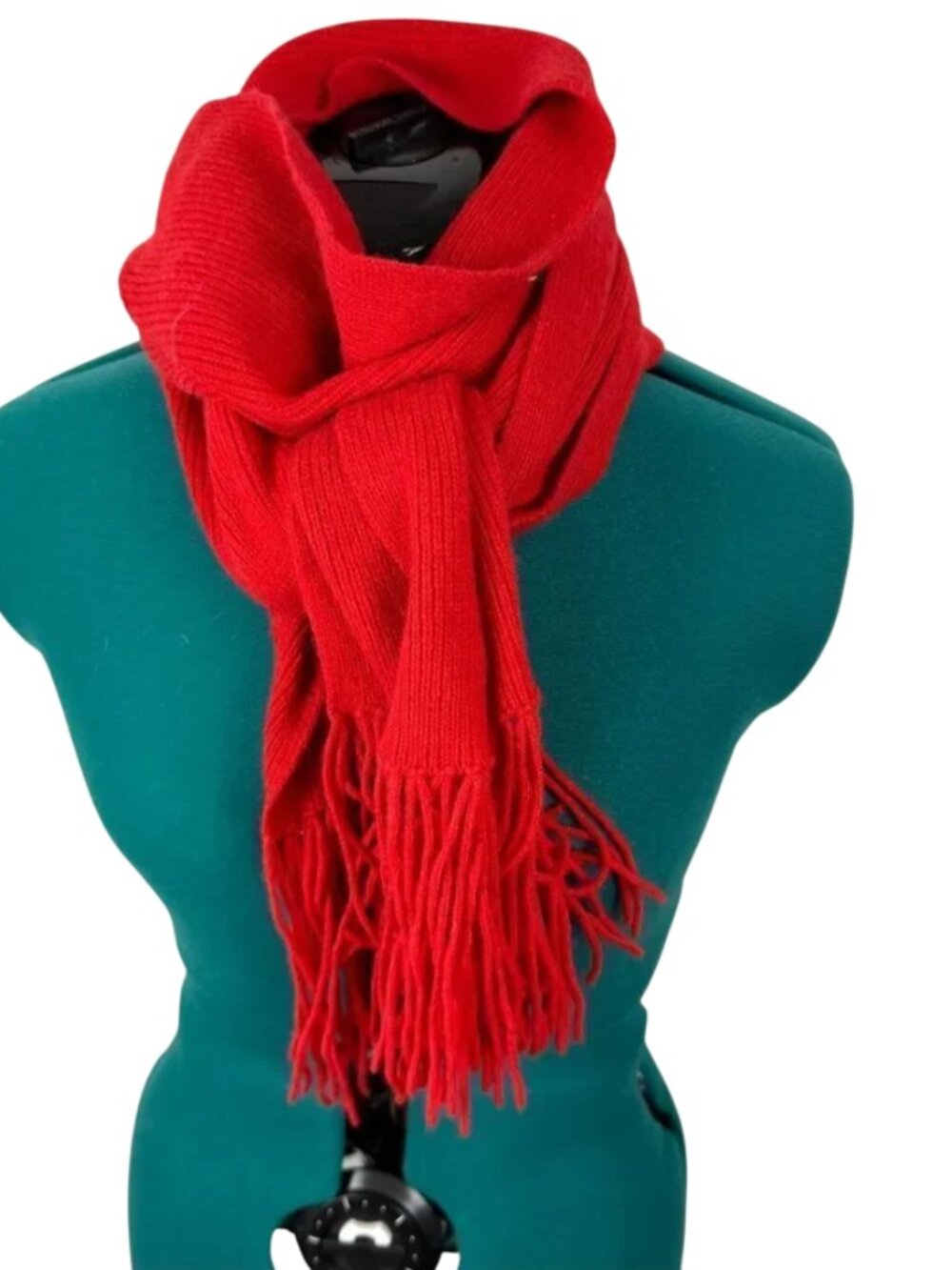 J.CREW Rib Kit Red Fringe Scarf - Picture 2 of 4